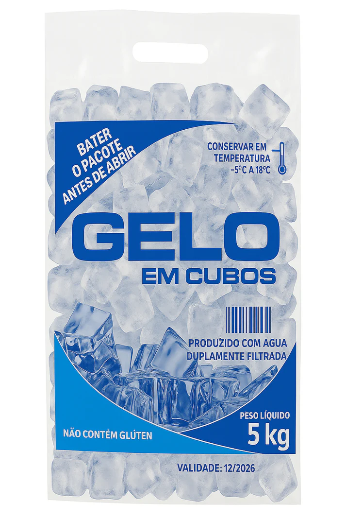 Embalagem Para Gelo Em Cubos 5KGS